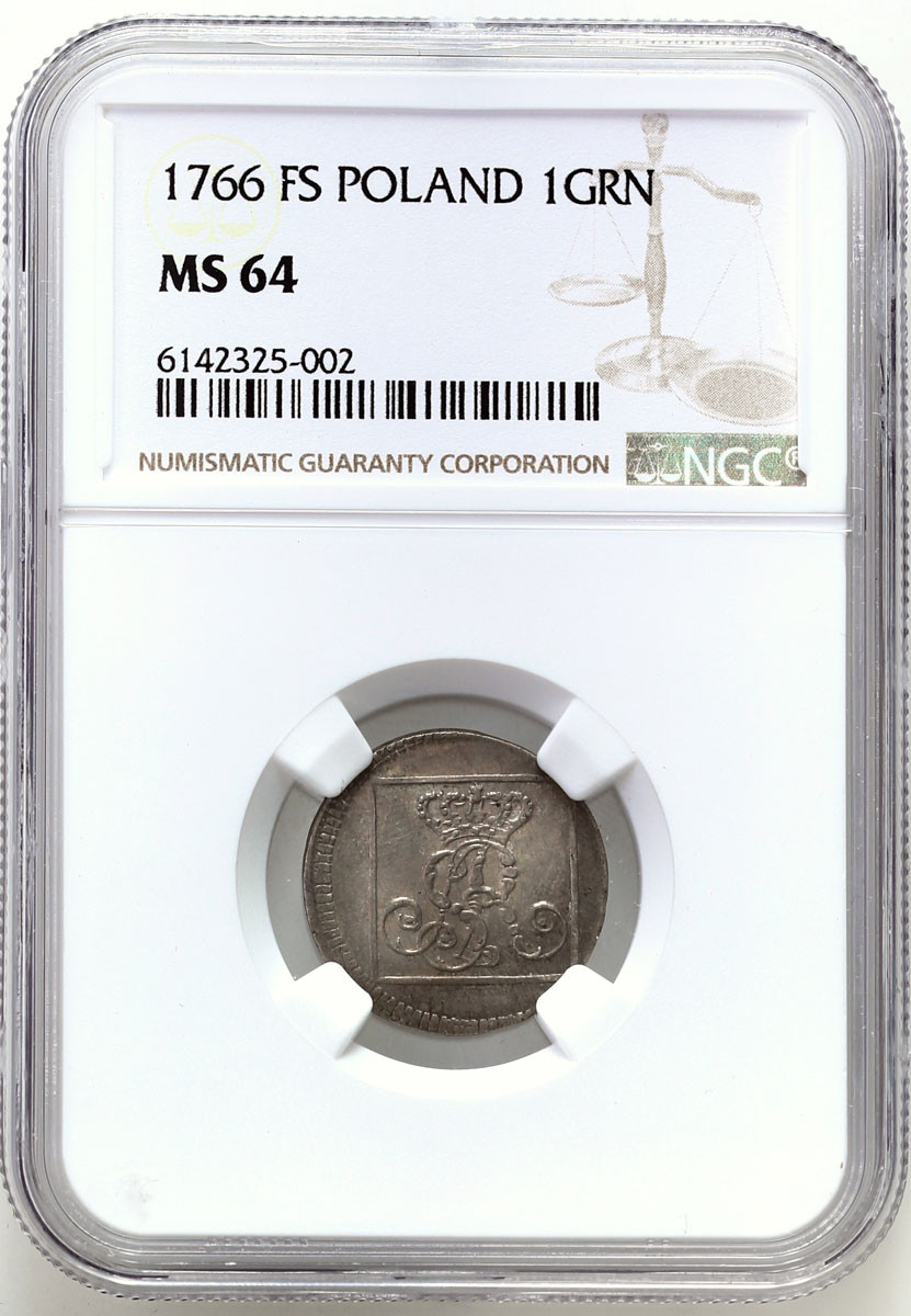 Stanisław August Poniatowski, Grosz srebrny 1766 FS, Warszawa NGC MS64 (MAX) – PIĘKNY